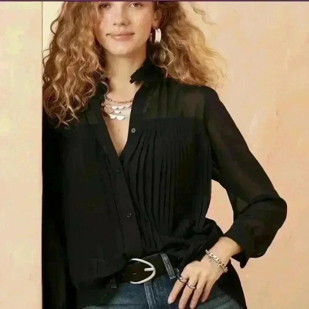 Banana Republic Chiffon Pleated Blouse